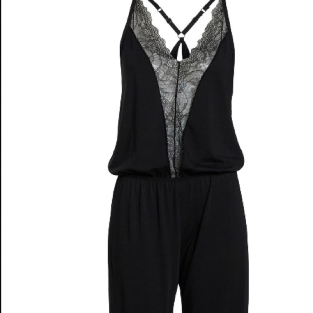 Nordstrom Black Lace Trim Pajama Set